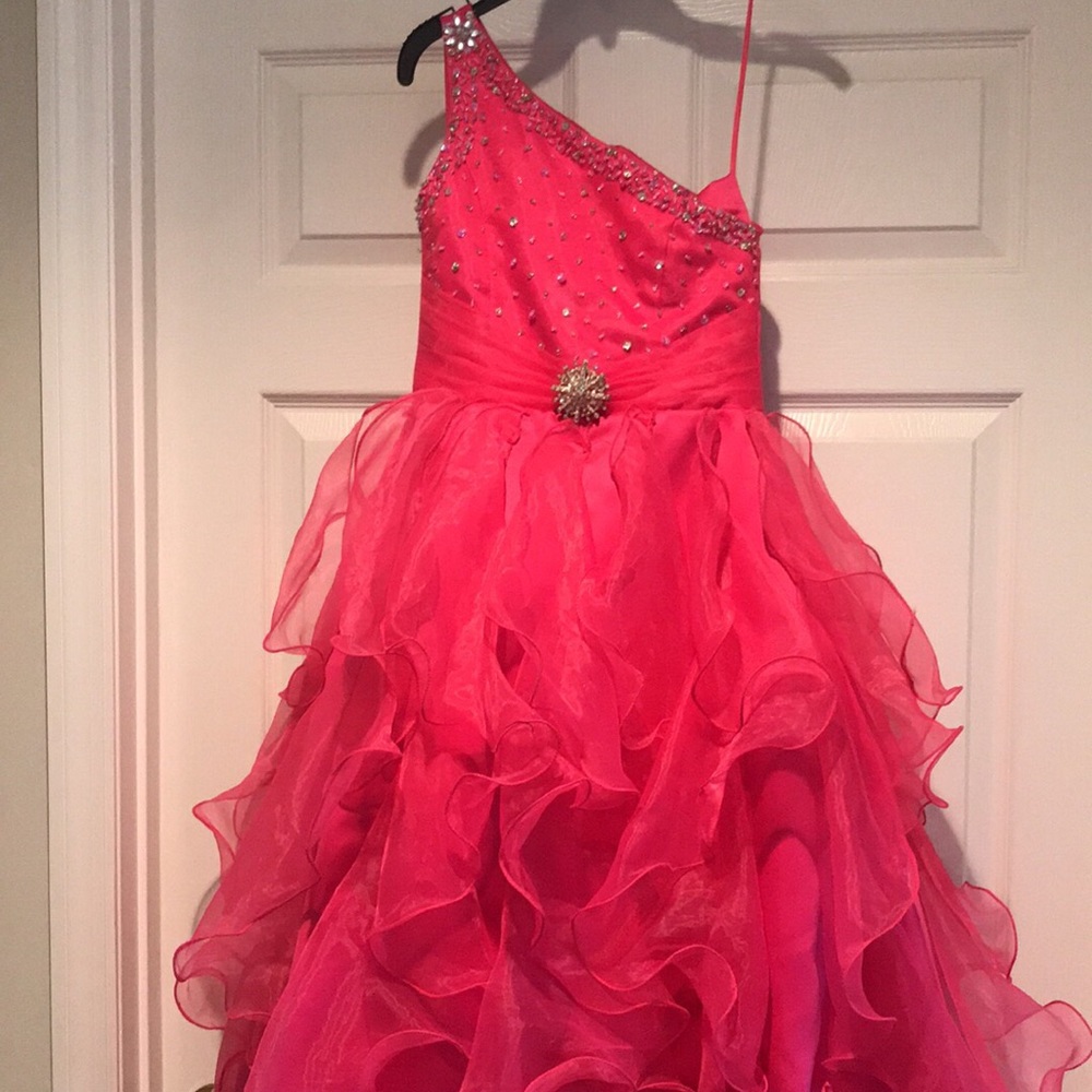 Hot Pink girls floor length dress size 10/12